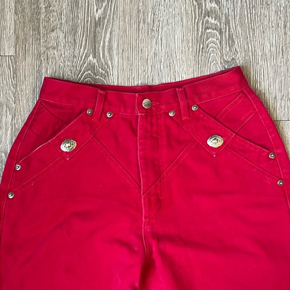 Vintage Rough Riders by Circle t High Waisted Bare Back Western Jeans red 11 12 - Picture 1 of 12